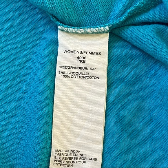 Woolrich Shirt Small Turquoise Split Open Back Yoga Hiking 100% Cotton Women’s - Picture 15 of 15